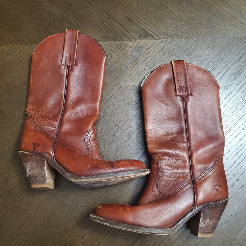 Frye Women's Chestnut Leather Heeled Boots